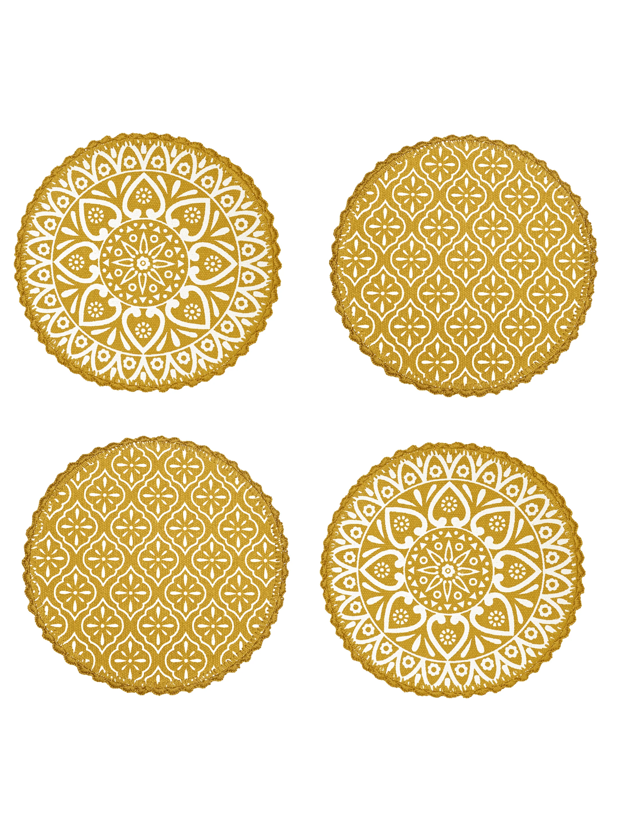 Crochet Round Table Mat with Fringe Edges | Handmade Anti-Skid Decorative Piece - Image 2