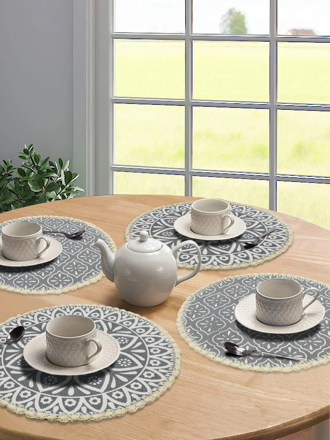Crochet Round Table Mat with Fringe Edges | Handmade Anti-Skid Decorative Piece - Image 28