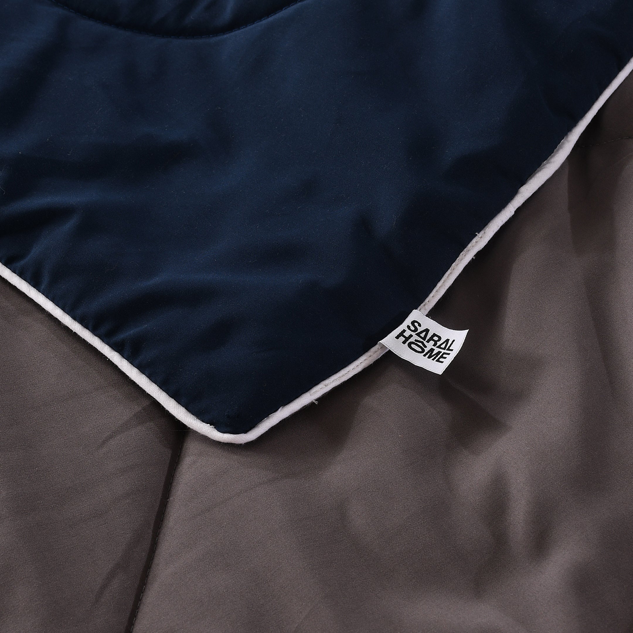 Reversible Solid Cotton Blanket/Comforter (Grey + Navy Blue) - Image 4