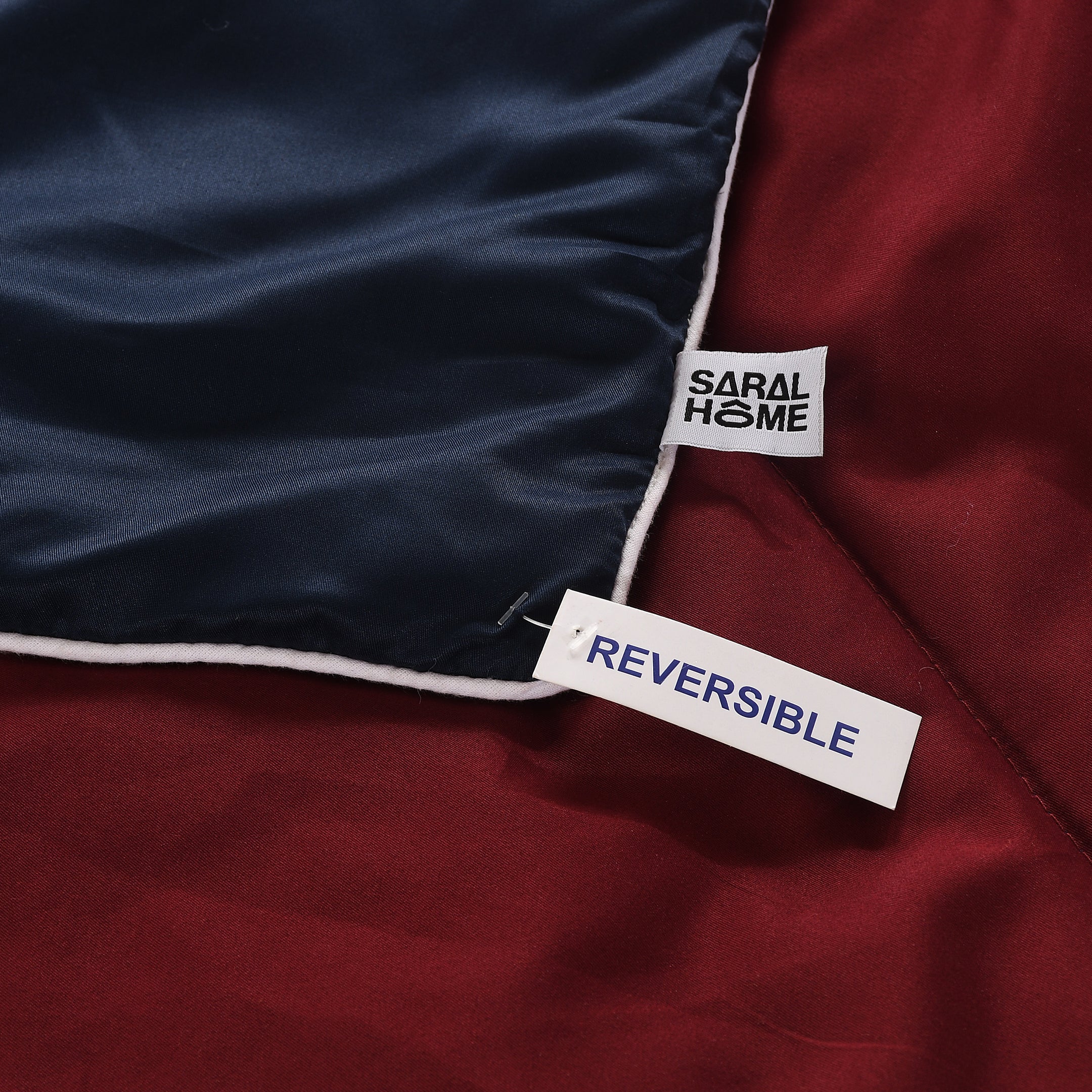 Reversible Solid Cotton Blanket/Comforter (Navy Blue + Maroon) - Image 4