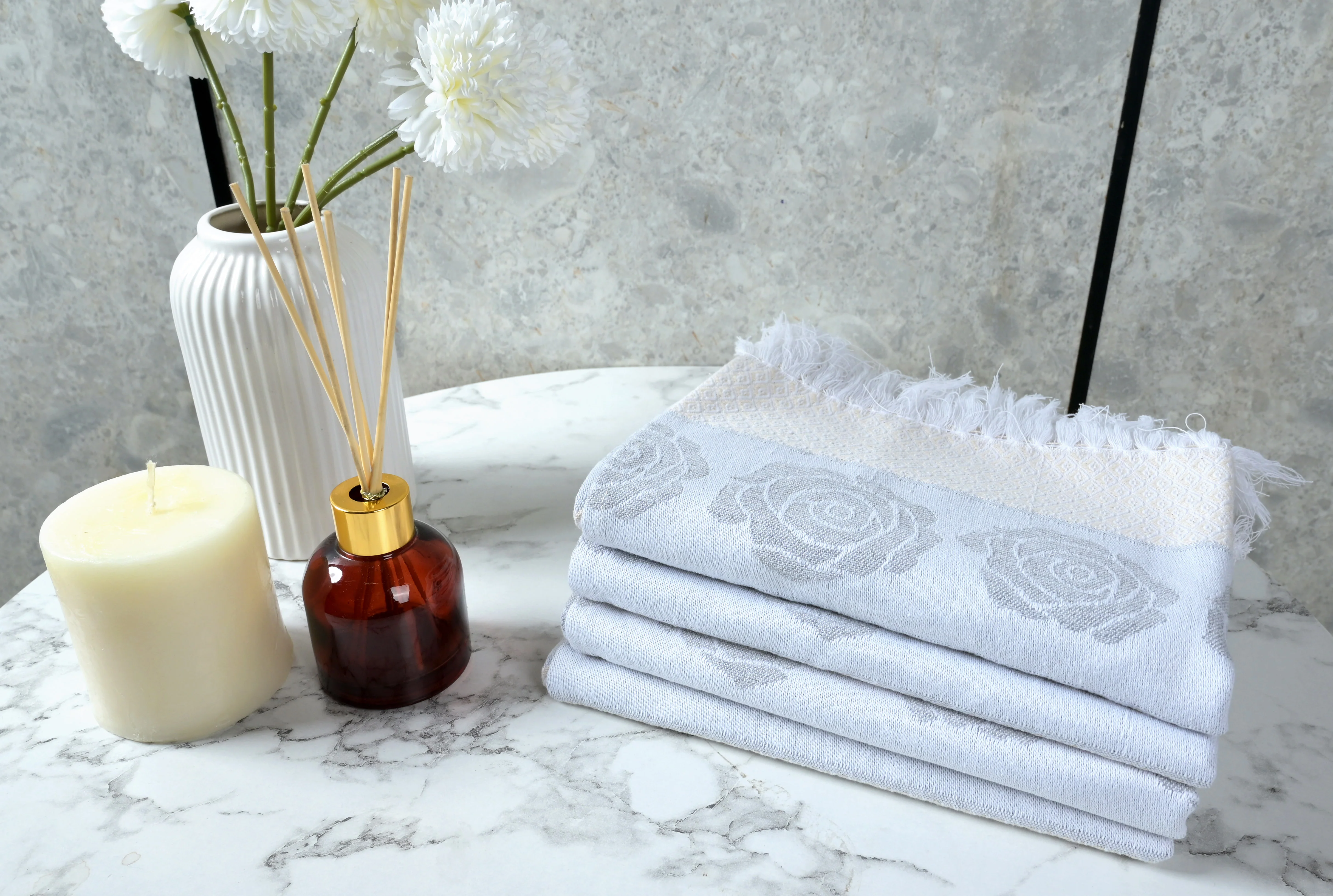 Rose Pure Cotton 4 PC Hand Towel Set | Quick Dry Soft Towels | Bathing Kitchen Hand Towel Gym | Men & Women | Bathroom Accessories Set | - Image 26