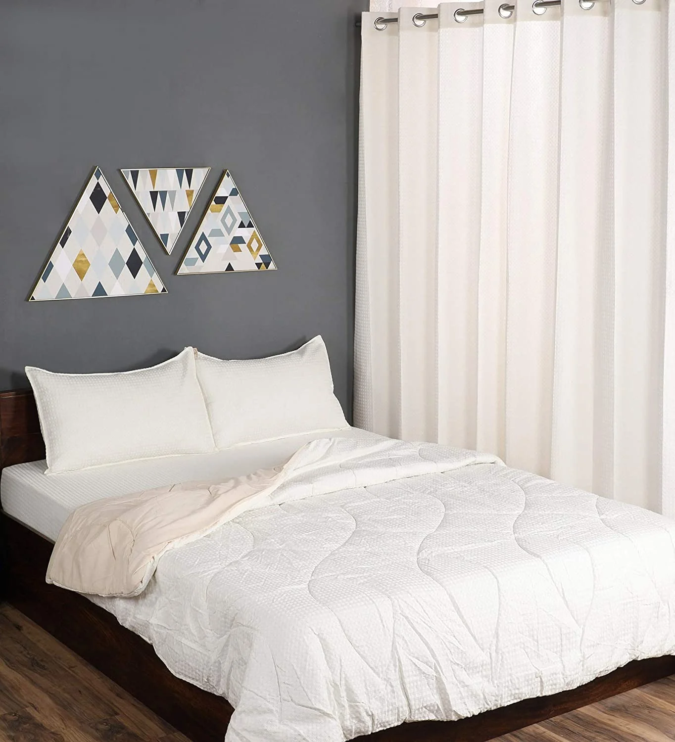 Saral Home 6 Pc Cotton Bedding Combo – Bedsheet, Pillow Covers, Quilt & Curtains
