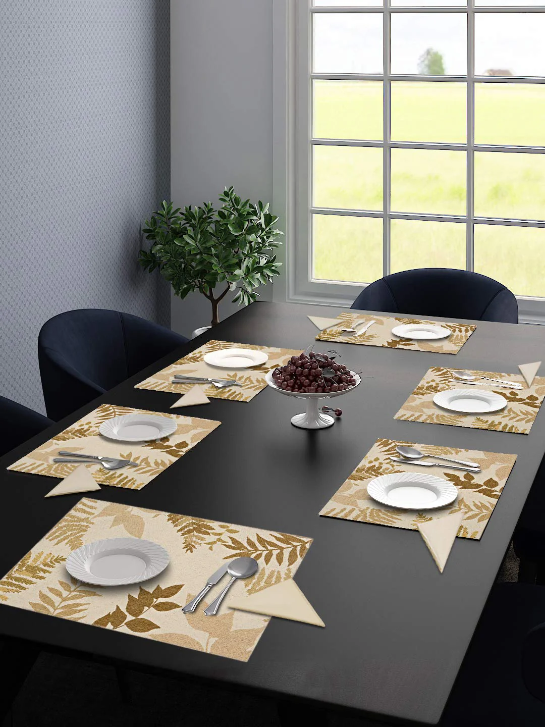 6 Pieces Table Mat with 6 Free Cotton Napkins | Classic Finish Set