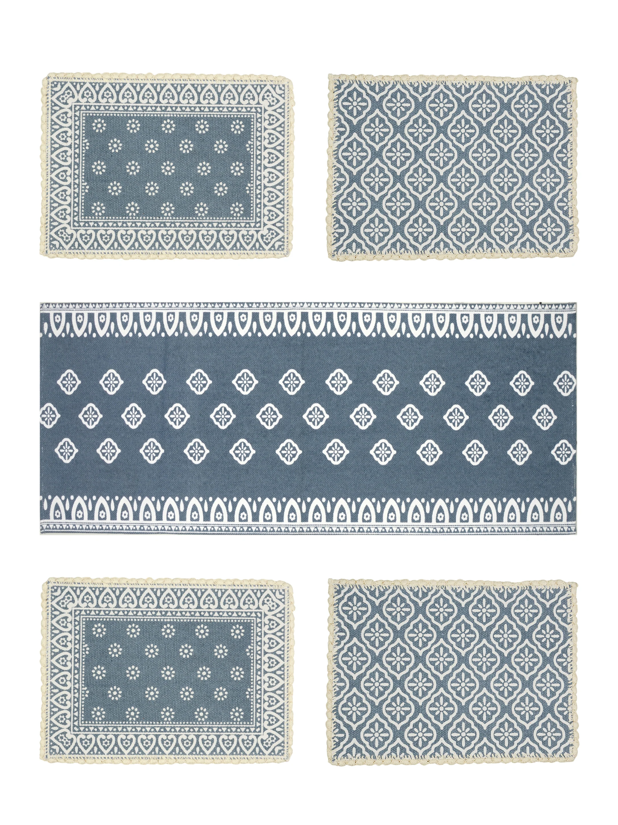 Cotton Dining Table Placemat Set | 4 Mats (33x45 cm) + 1 Runner (45x120 cm) | Set of 5 - Image 6