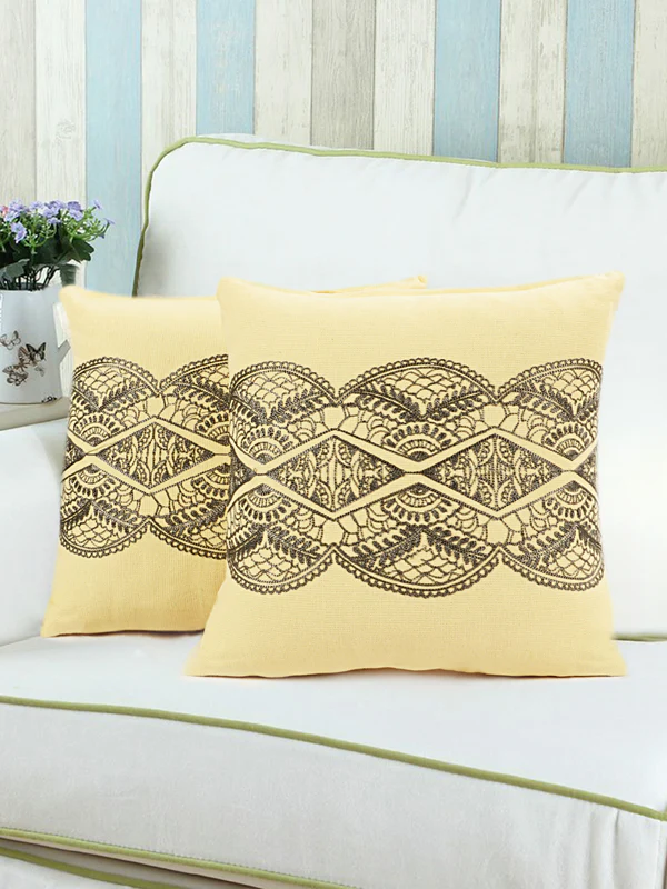 Ethnic Embroidered Sofa Cushion Cover | Handcrafted Traditional Accent - Image 2