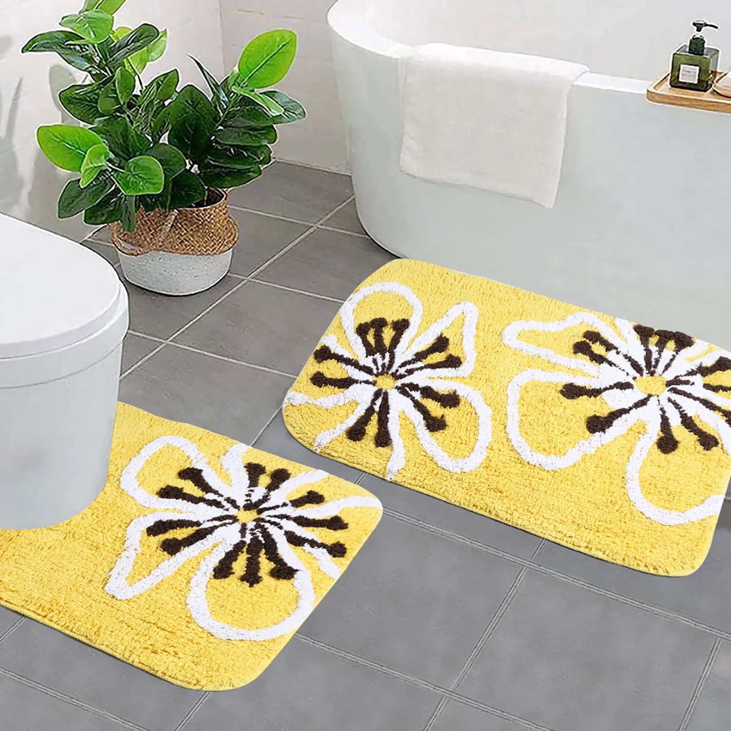 MAGNOLIA Soft Cotton Bathmat Set | Pack of 2, Anti-Skid - Image 15