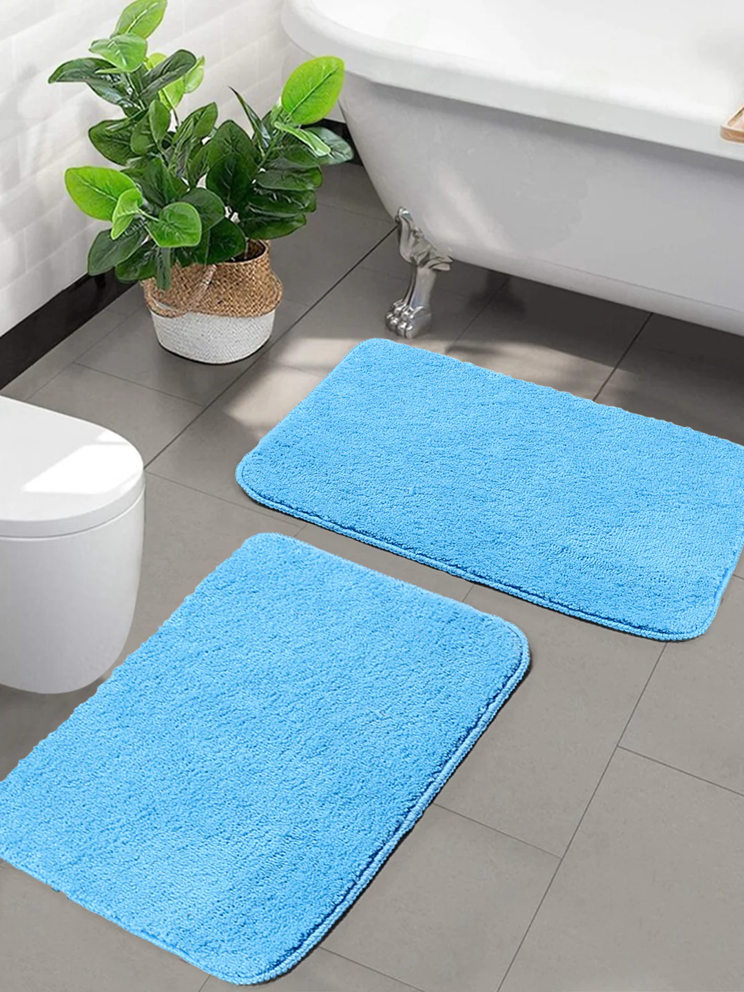 Soft Microfiber Anti-Skid Bath Mat Combo - Image 42