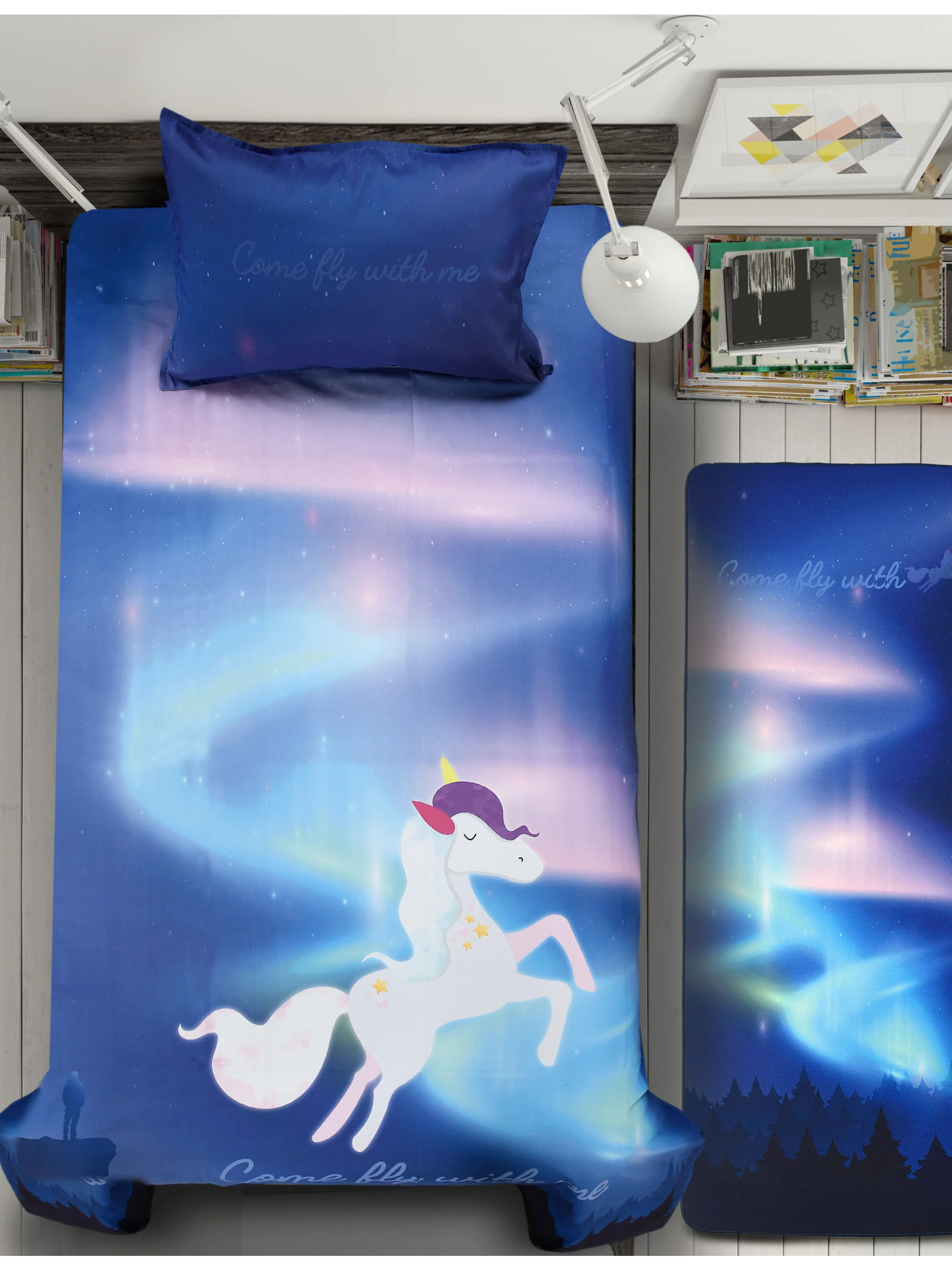 Unicorn Micro Polyester Single Bedcover 60x90 in with 1 Pillow Cover 17x27 in | Cute Print & Soft Fabric - Image 4