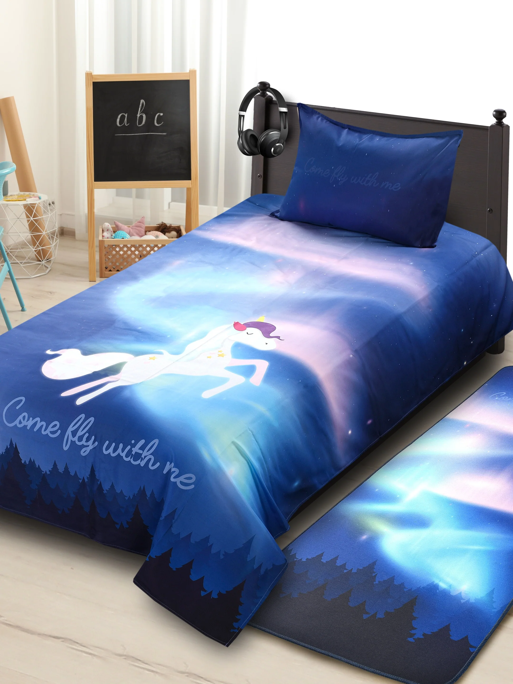 Unicorn Micro Polyester Single Bedcover 60x90 in with 1 Pillow Cover 17x27 in | Cute Print & Soft Fabric - Image 6