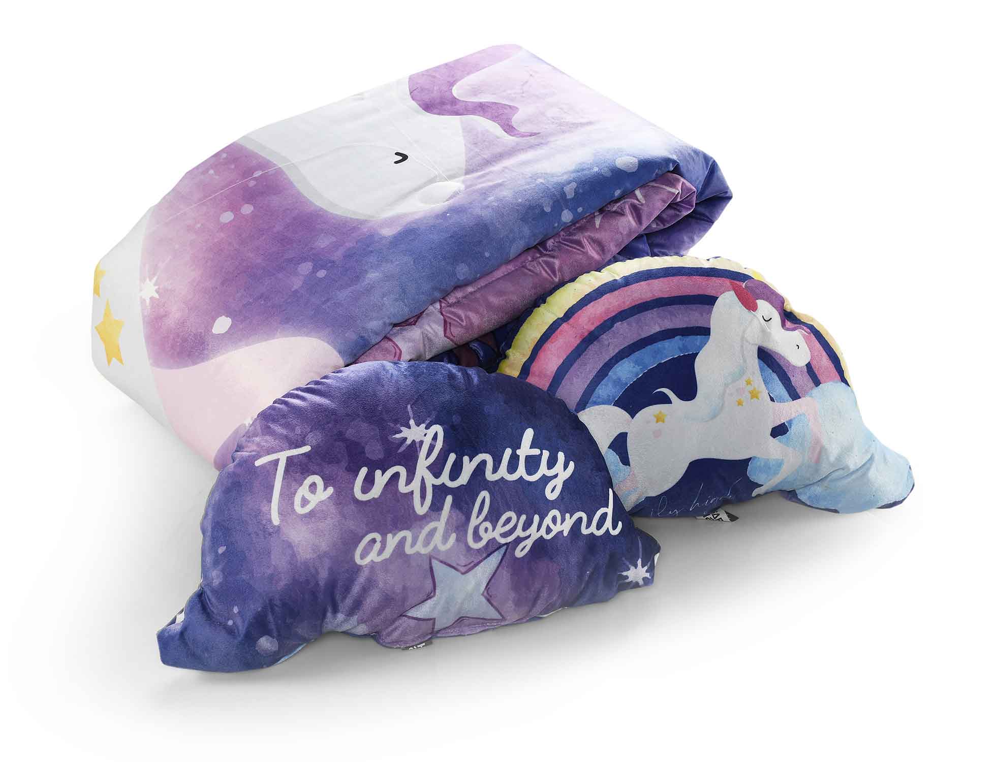 Unicorn Velvet Quilt with 2 Cushions | Turquoise | Soft & Premium Finish - Image 5