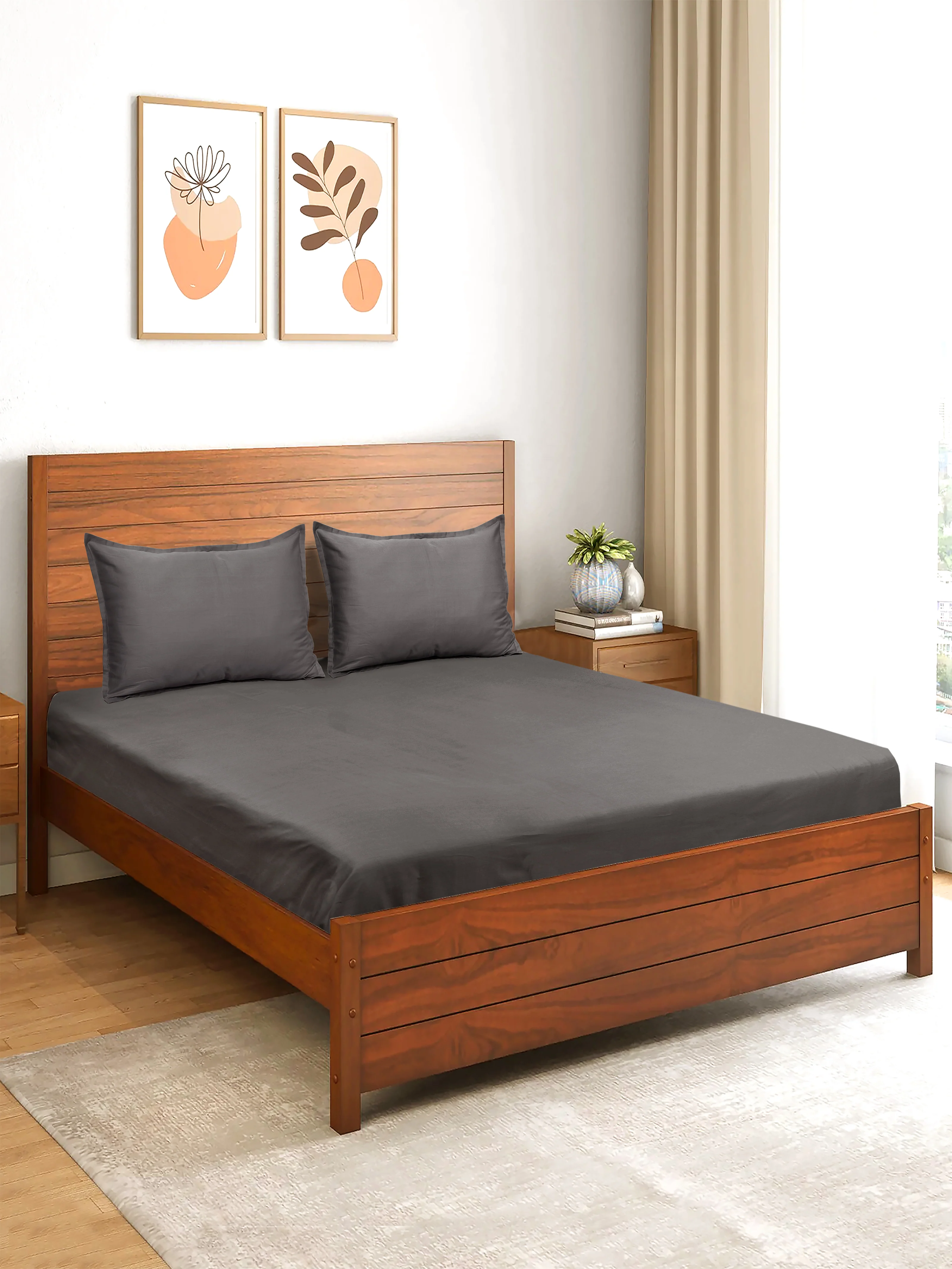 Sheen Shine Cotton Bed Sheet Set | Soft & Elegant Finish | 2 Pillow Covers - Image 15