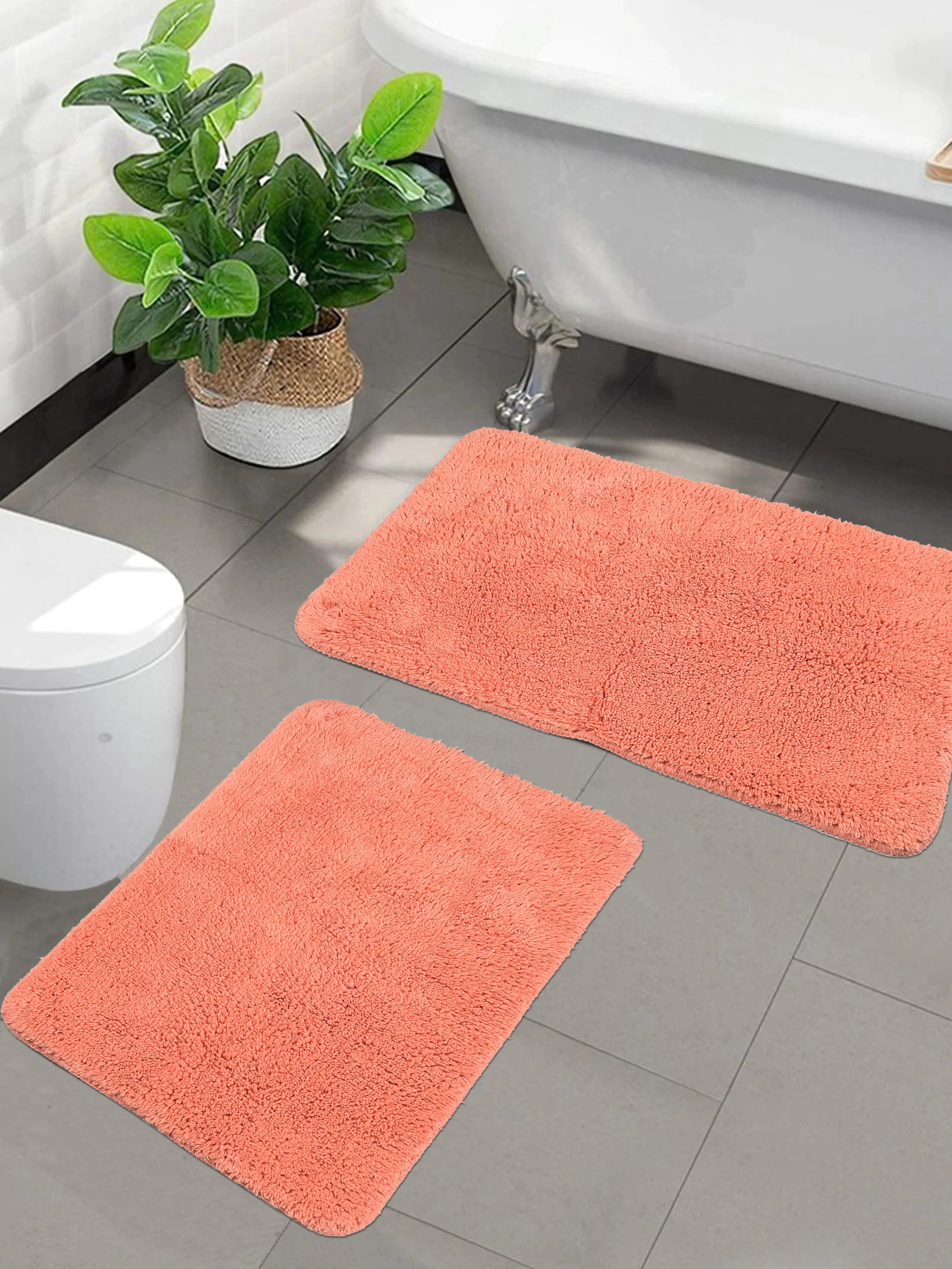 SOLID Cotton Soft Anti Slip Bathmat | Set of 2 - Image 17