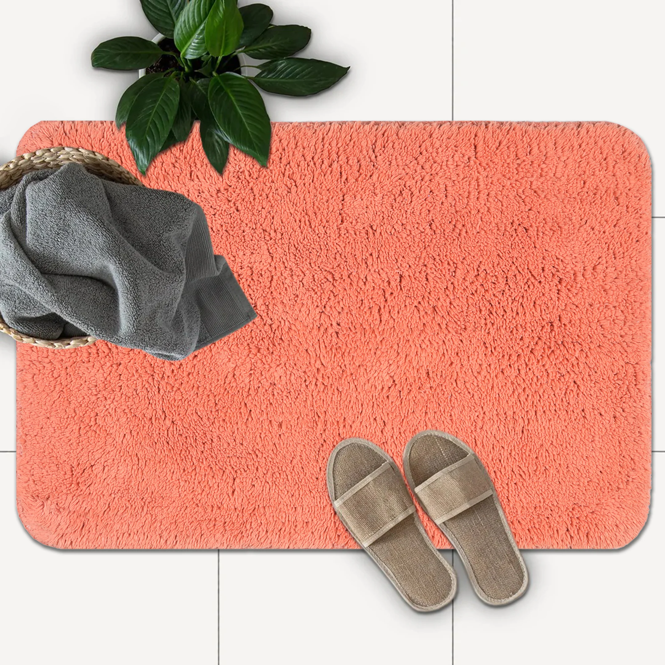 SOLID Cotton Soft Anti Slip Bathmat | Set of 2 - Image 18