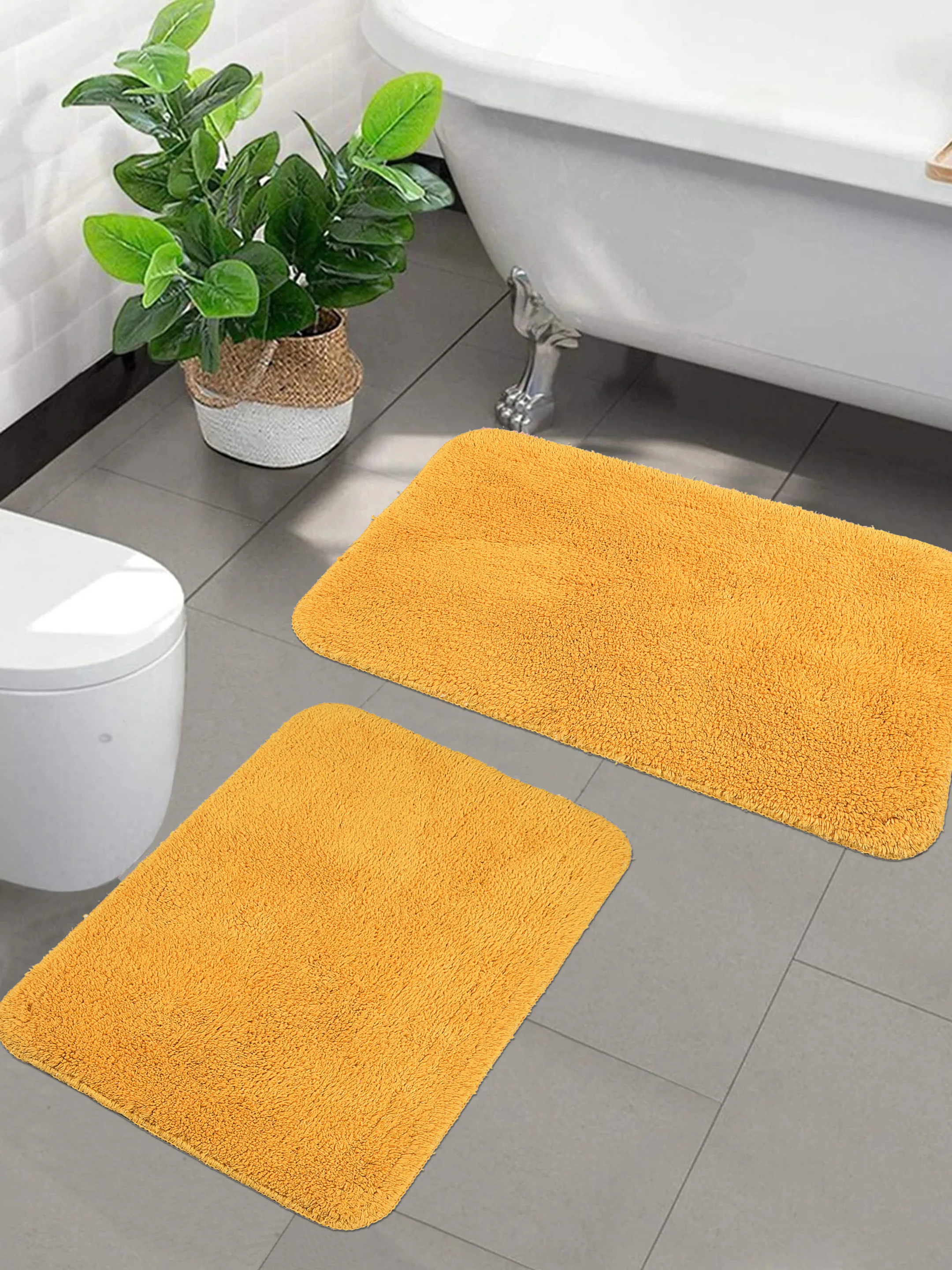 SOLID Cotton Soft Anti Slip Bathmat | Set of 2 - Image 23