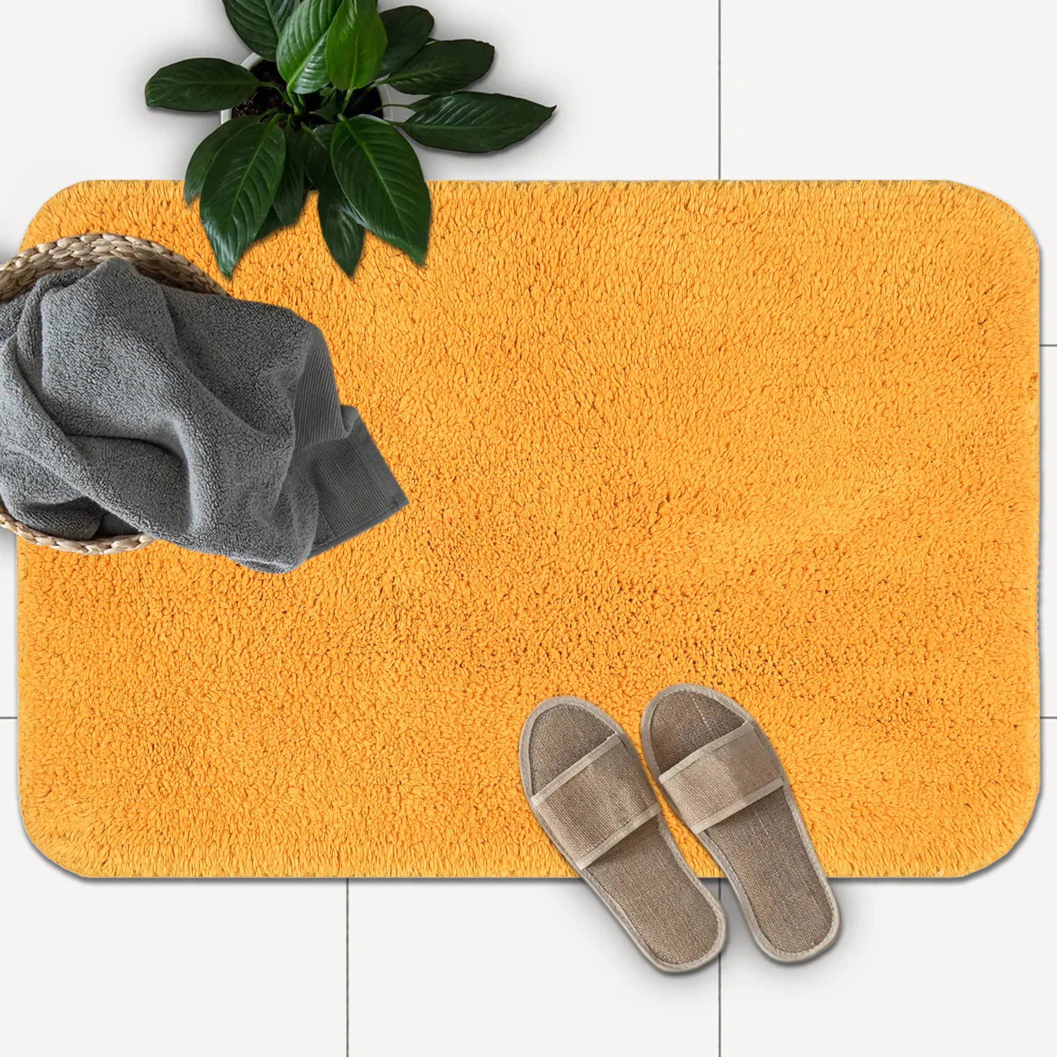 SOLID Cotton Soft Anti Slip Bathmat | Set of 2 - Image 24