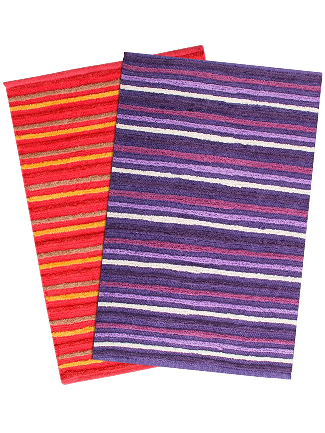 Soft Cotton Handloom Rugs – 50x70 cm (Pack of 2, Multi) | Handcrafted Textured Weave