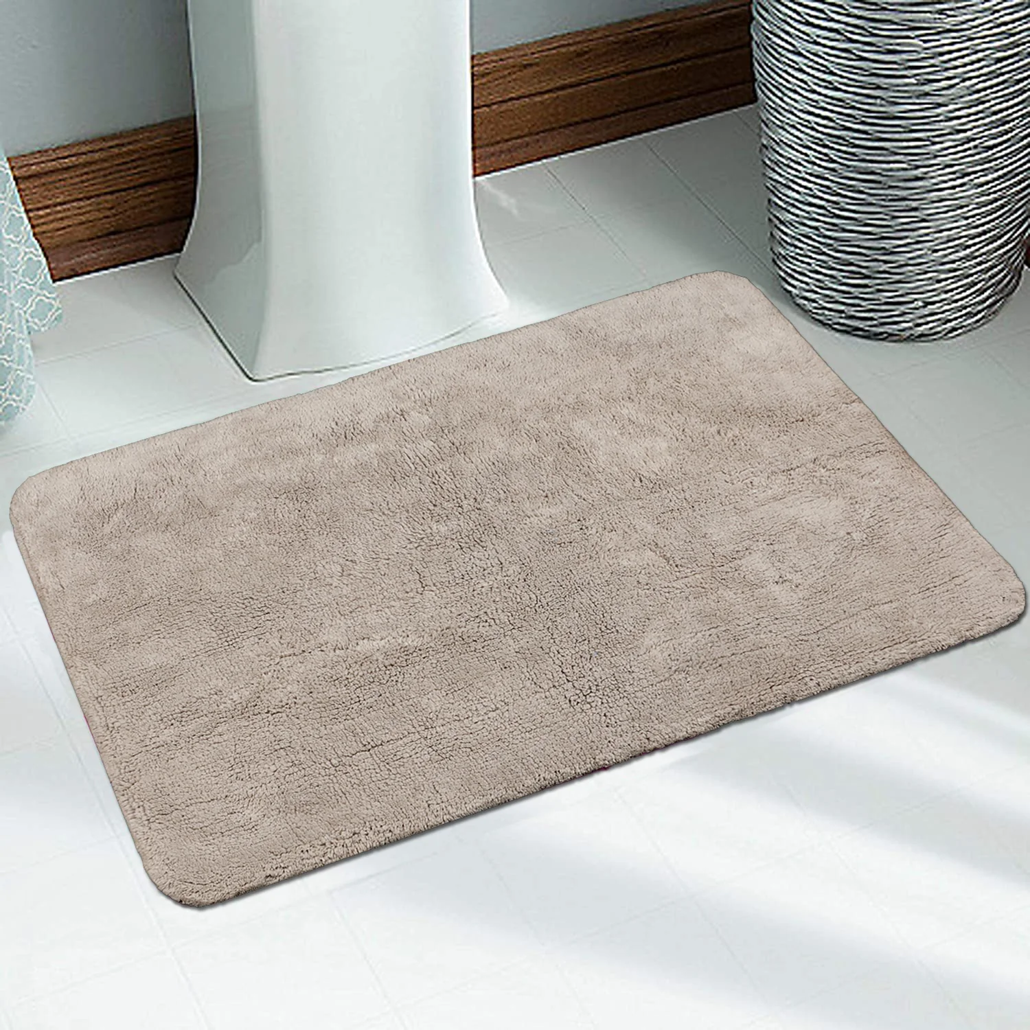 Cotton Anti-Skid Bathmat | Soft & Absorbent (60x100 cm, Light Grey) - Image 21