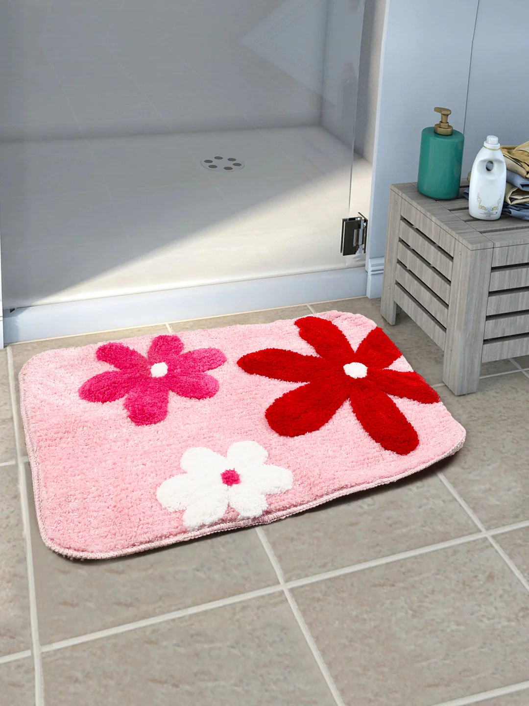 Sakura Floral Cotton Bathmat – Elegant Floral Weave & Anti-Slip Base - Image 10