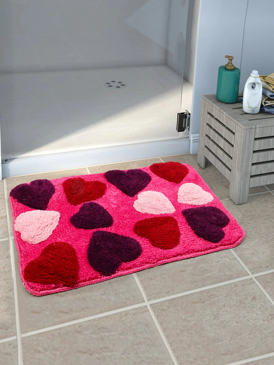 Hearts Shape Micro bathmat (40 X 60 CM) - PINK