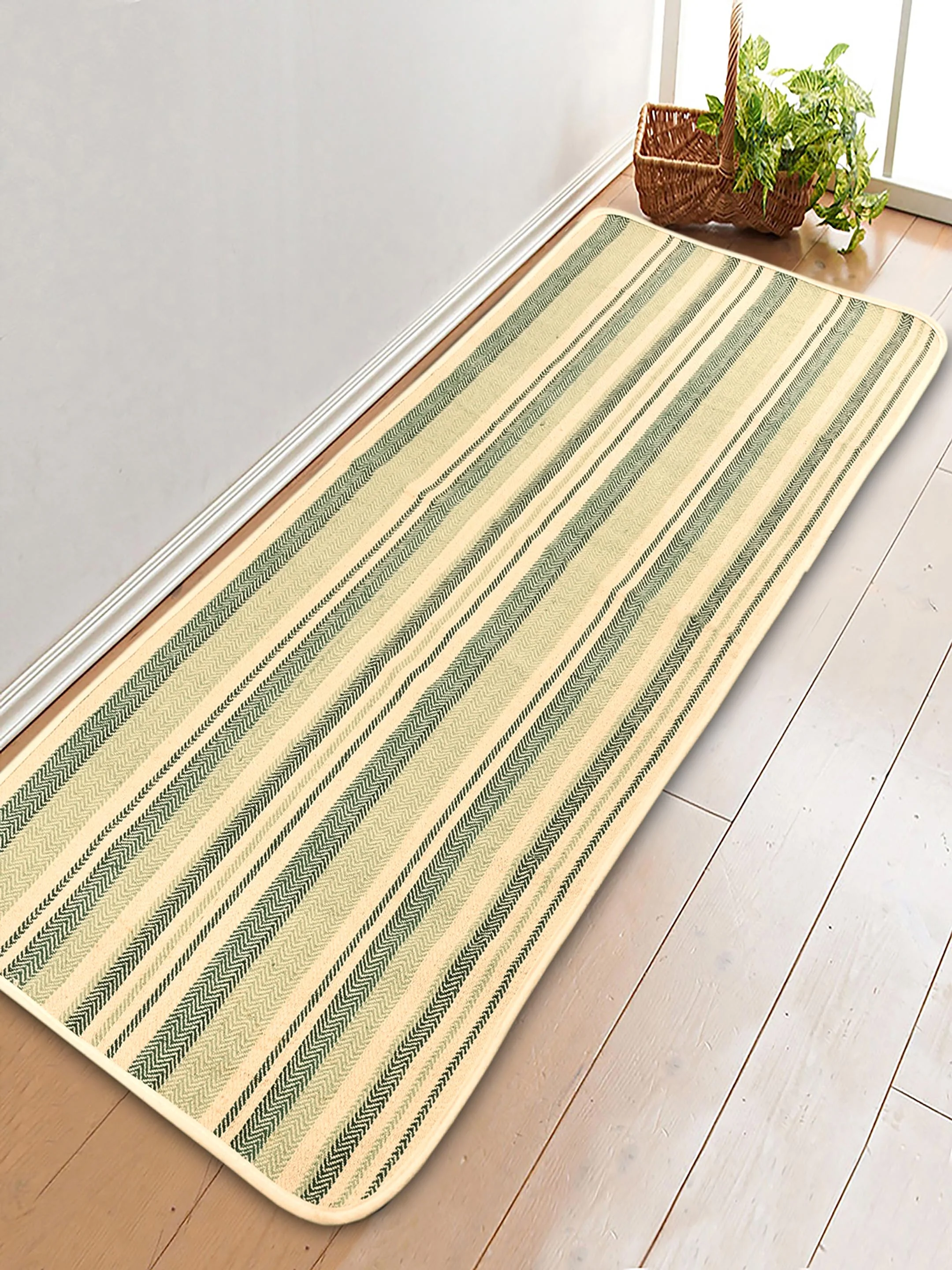 Stripe Cotton Anti-Slip Yoga Mat | Polyester Backing