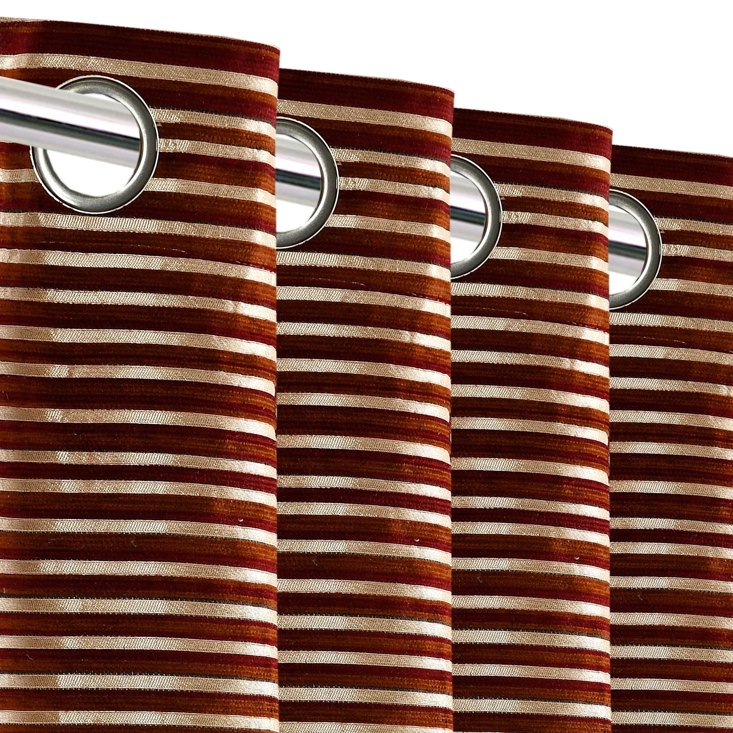 Stripes Woven Chenille Jacquard Curtains – Red (B1G1 Offer) - Image 7