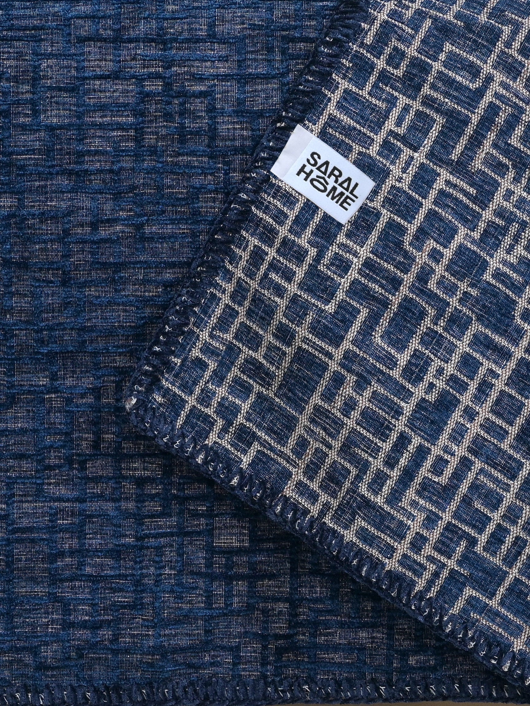 Tic-Tac Velvet Cotton Sofa Throw Cover | Textured Grid Design - Image 3