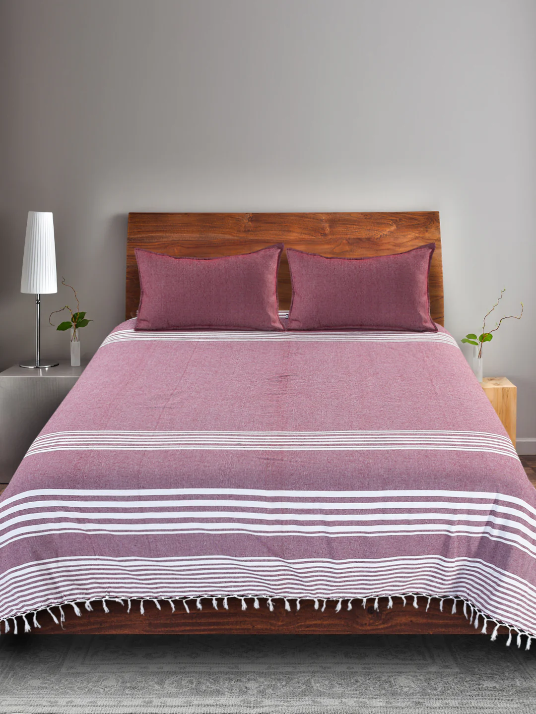 Uneven Stripe Handwoven Cotton Bed Cover Set – Organic Lines | Modern Charm - Image 8