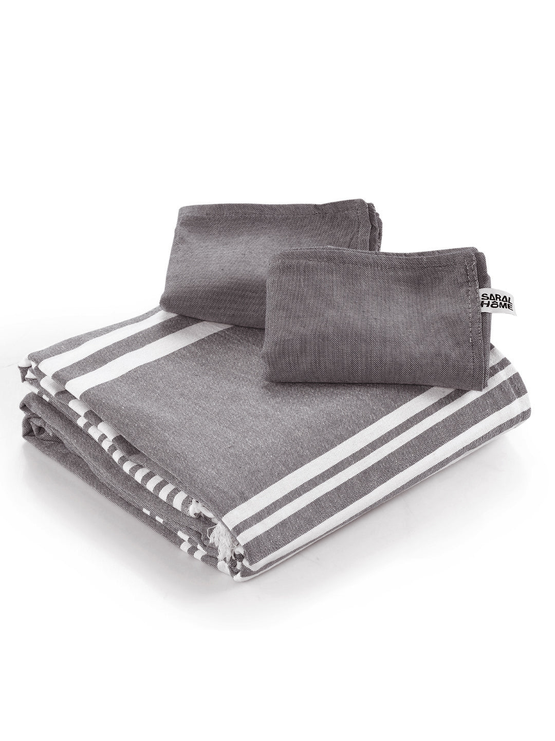 Uneven Stripe Handwoven Cotton Bed Cover Set – Organic Lines | Modern Charm - Image 3