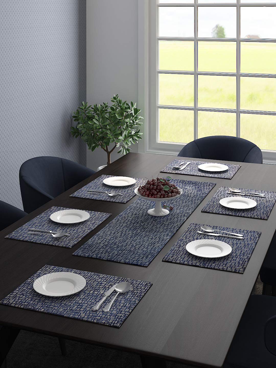 Unique Quality Viscose Dining Placemats – Set of 6 (Blue, 34x45 cm) | Elegant Shine & Easy Clean - Image 3