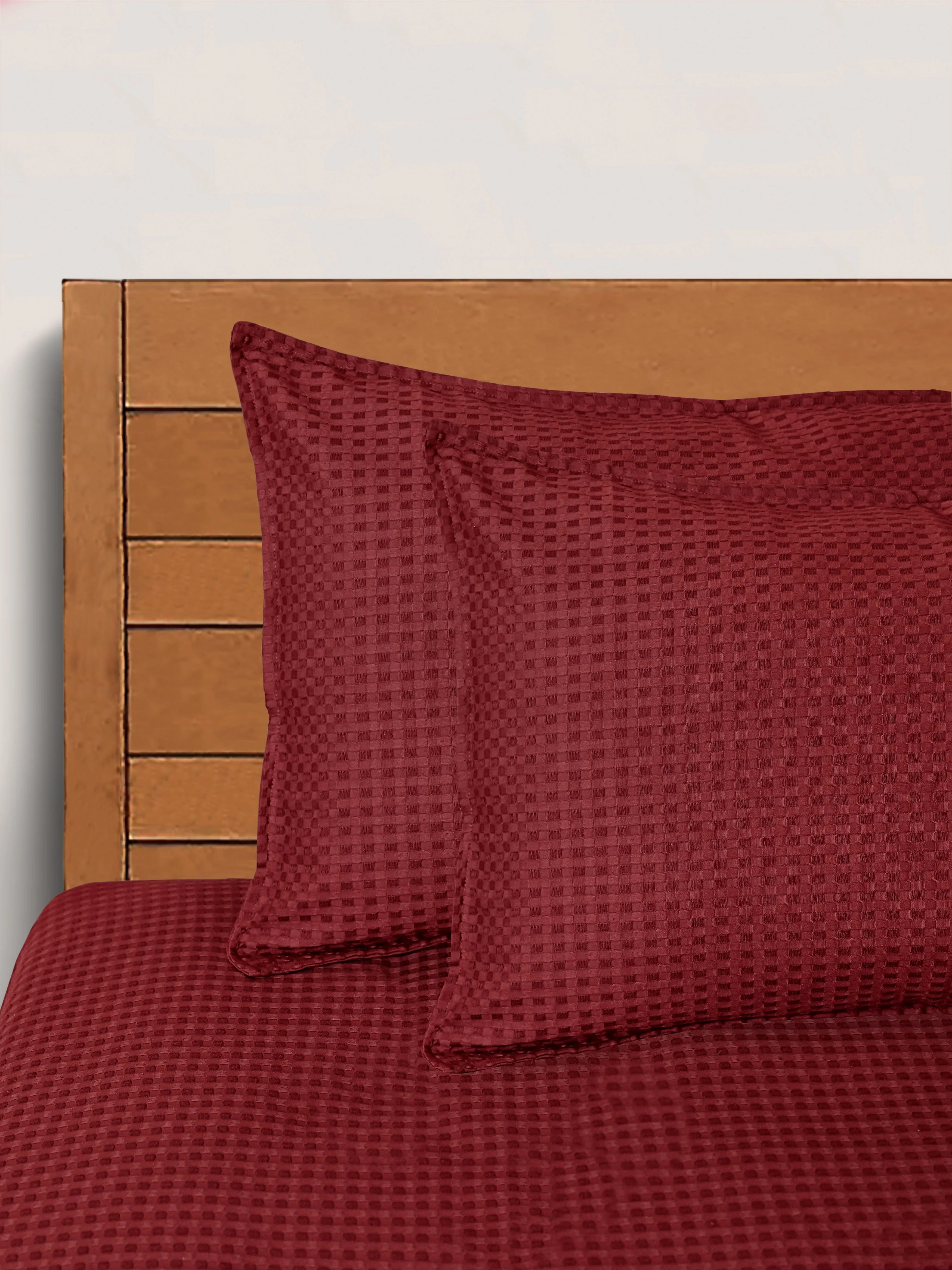 Waffle Cotton King Bed Cover Set with 2 Pillow Covers – Textured Weave Finish - Image 31