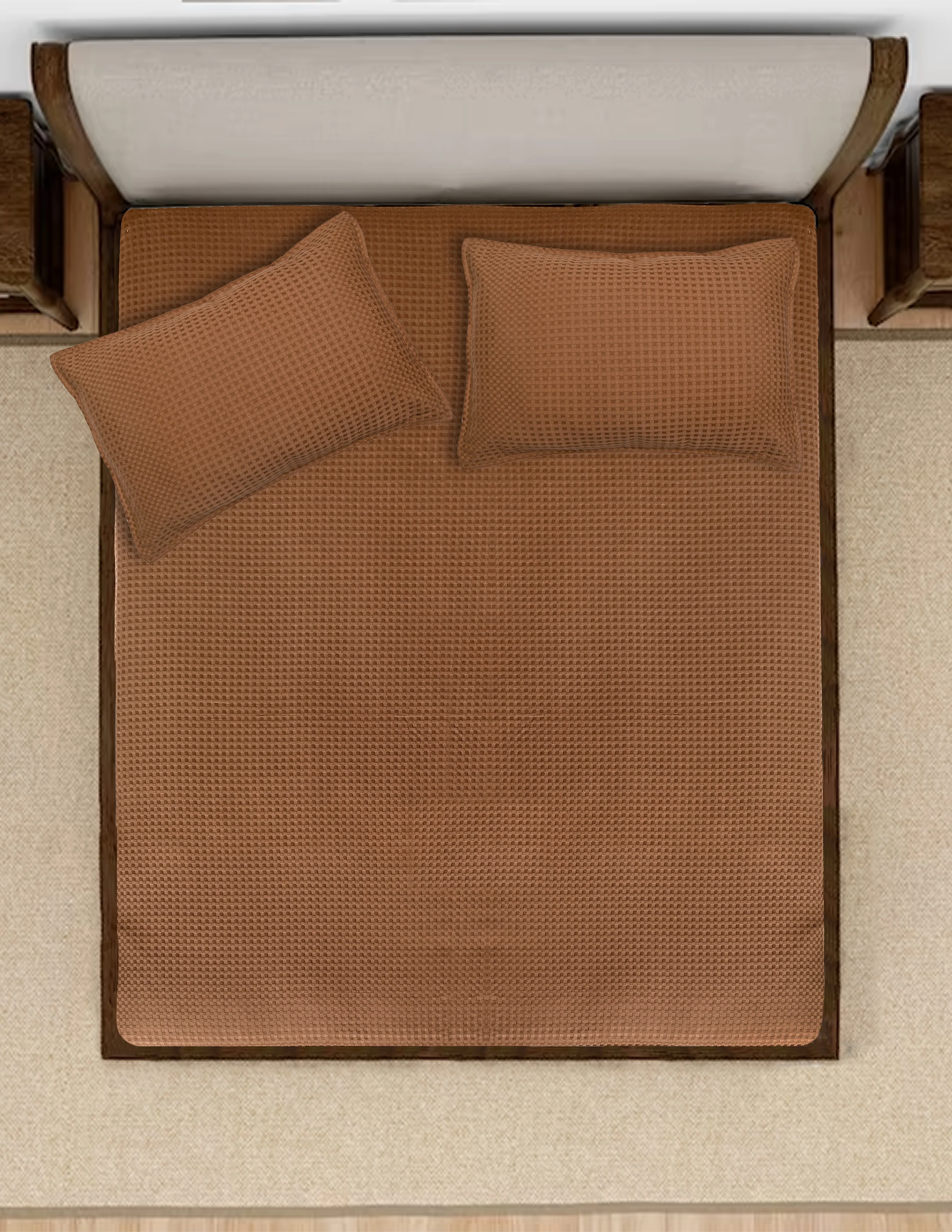 Waffle Cotton King Bed Cover Set with 2 Pillow Covers – Textured Weave Finish - Image 21