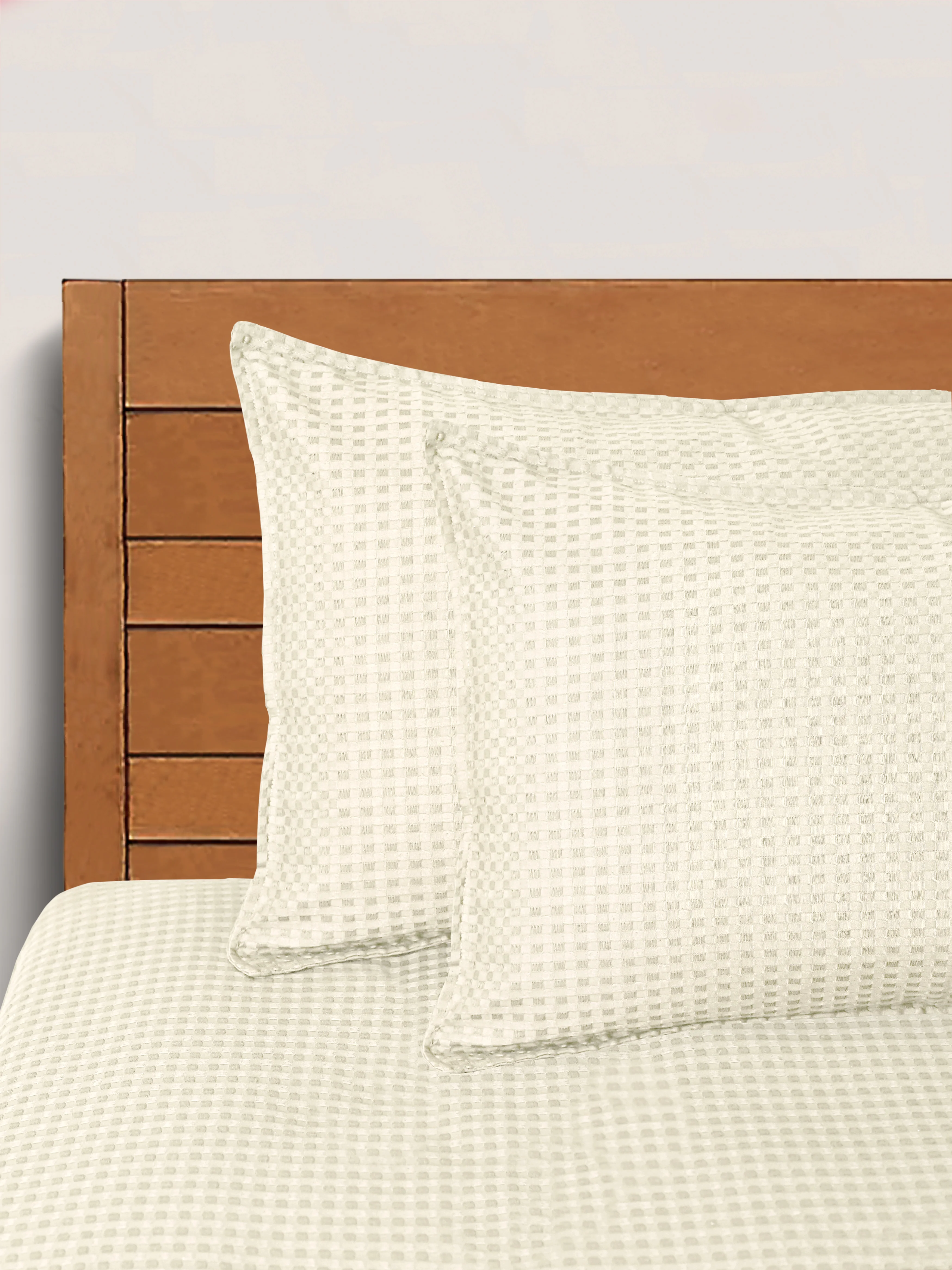 Waffle Cotton King Bed Cover Set with 2 Pillow Covers – Textured Weave Finish - Image 3