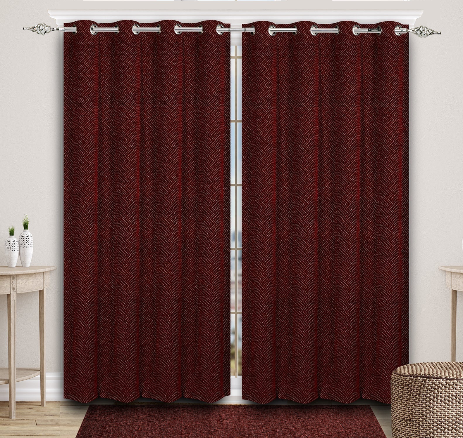 Zig Zag Damask Chenille Jacquard Curtains | Textured Luxury for Living Room - Image 23