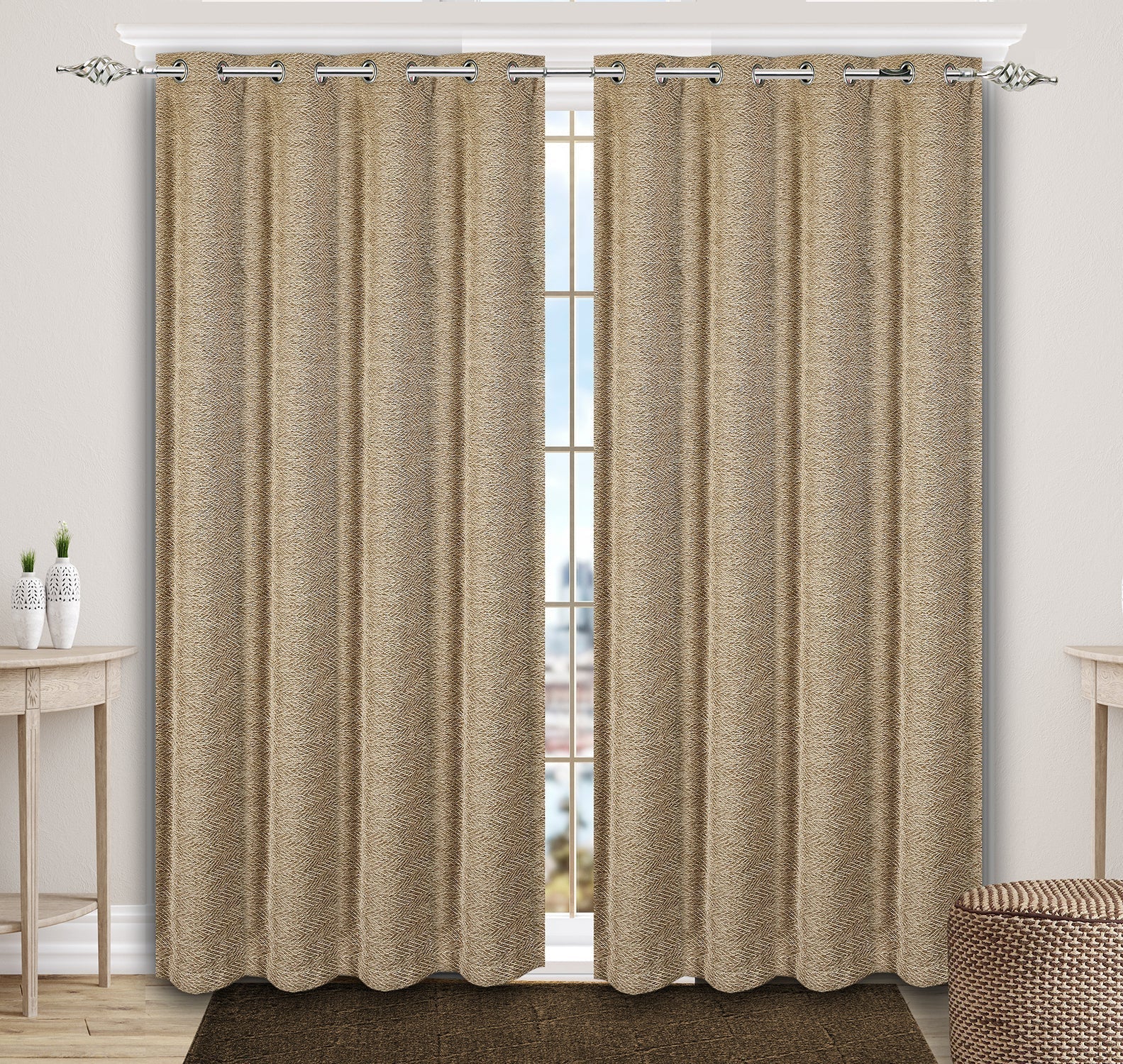 Zig Zag Damask Chenille Jacquard Curtains | Textured Luxury for Living Room - Image 8