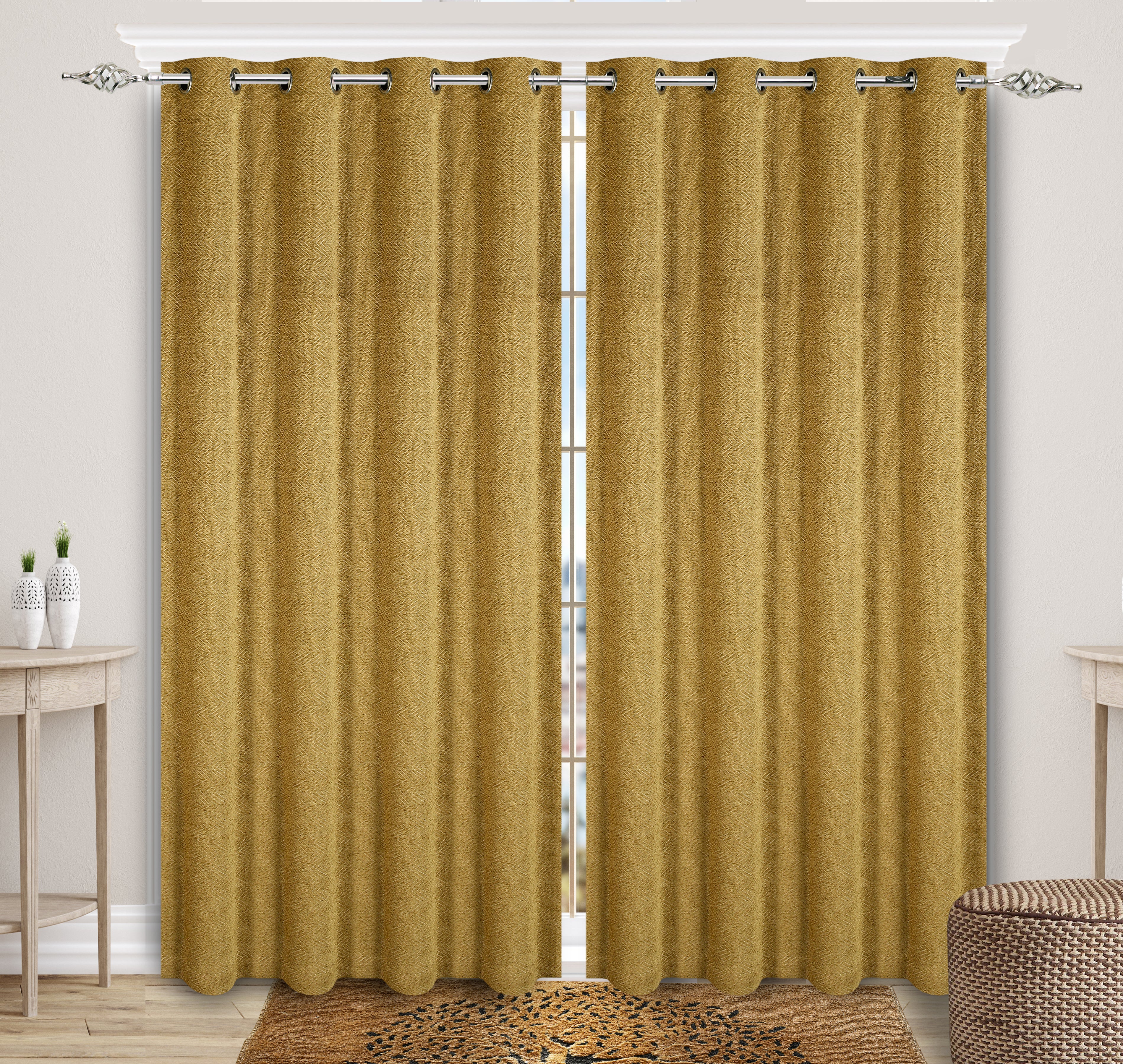 Zig Zag Damask Chenille Jacquard Curtains | Textured Luxury for Living Room - Image 9