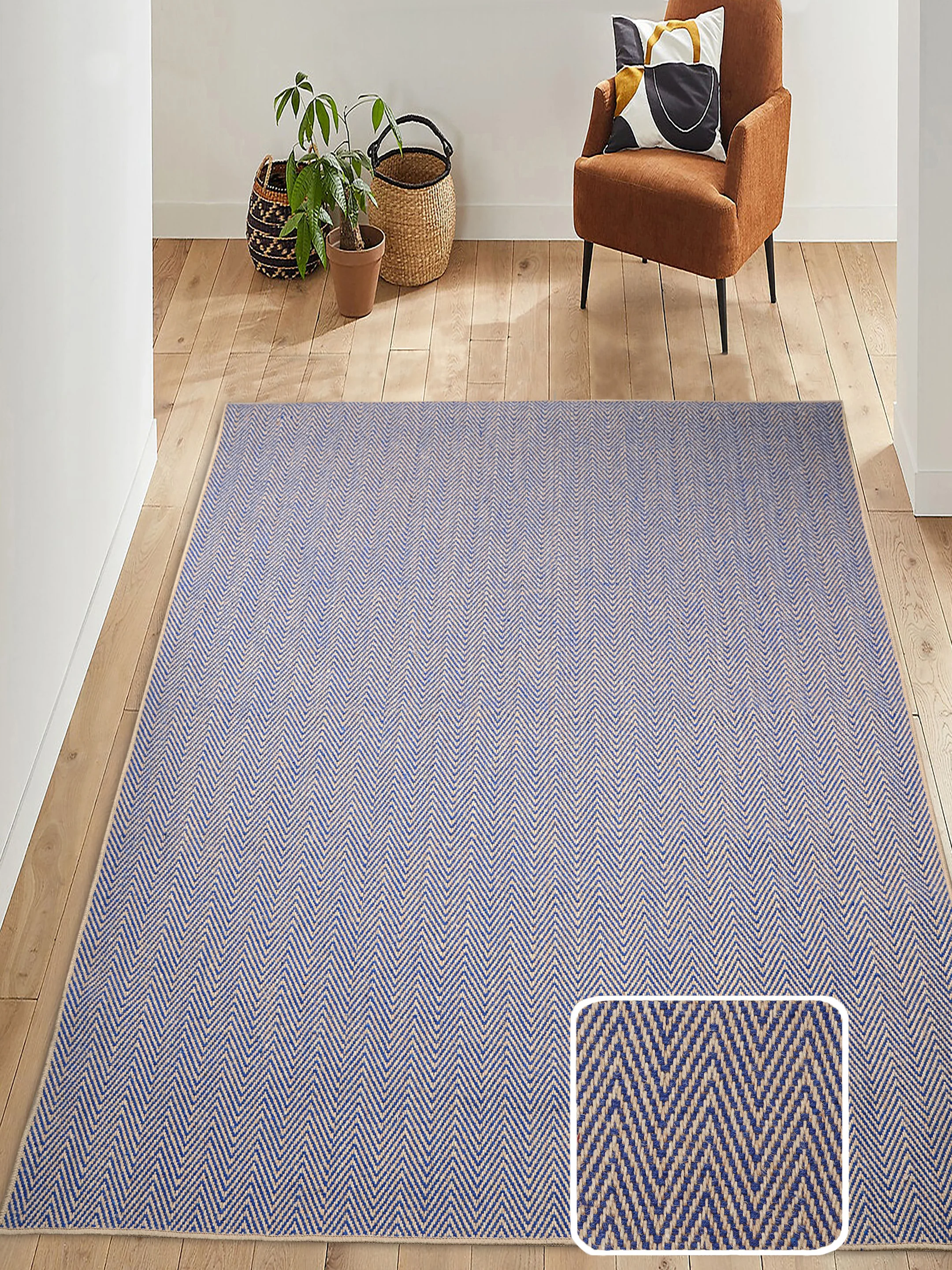 Zig Zag Jute Cotton Woven Carpet | Handwoven Pattern with Anti-Skid Base - Image 6